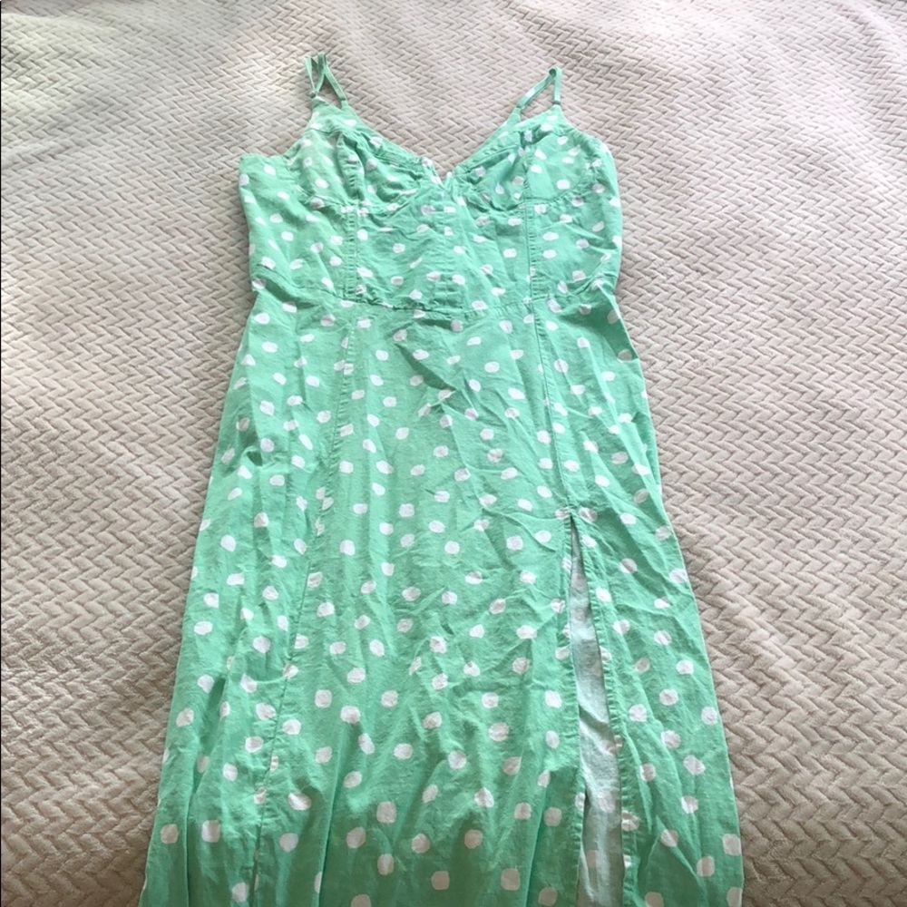UO Mint Green Polka Dot Corset Dress Size L
